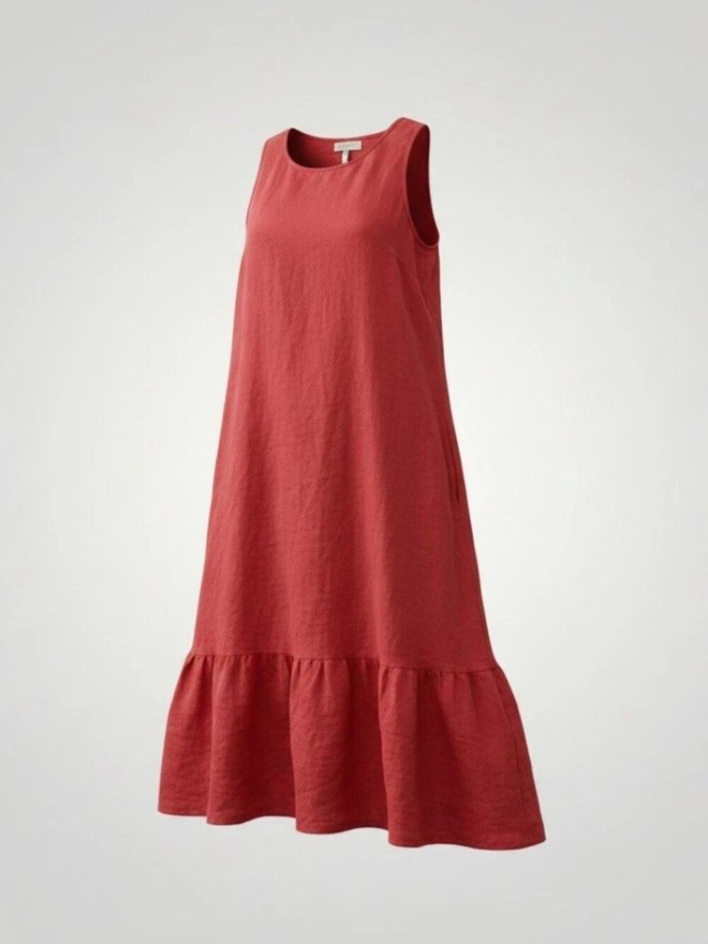 Terzo Millennio Linen Maxi Dress Women Medium Red Italy Ruffle Hem Lagenlook